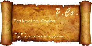 Petkovits Csaba névjegykártya