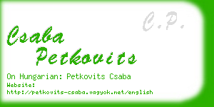 csaba petkovits business card